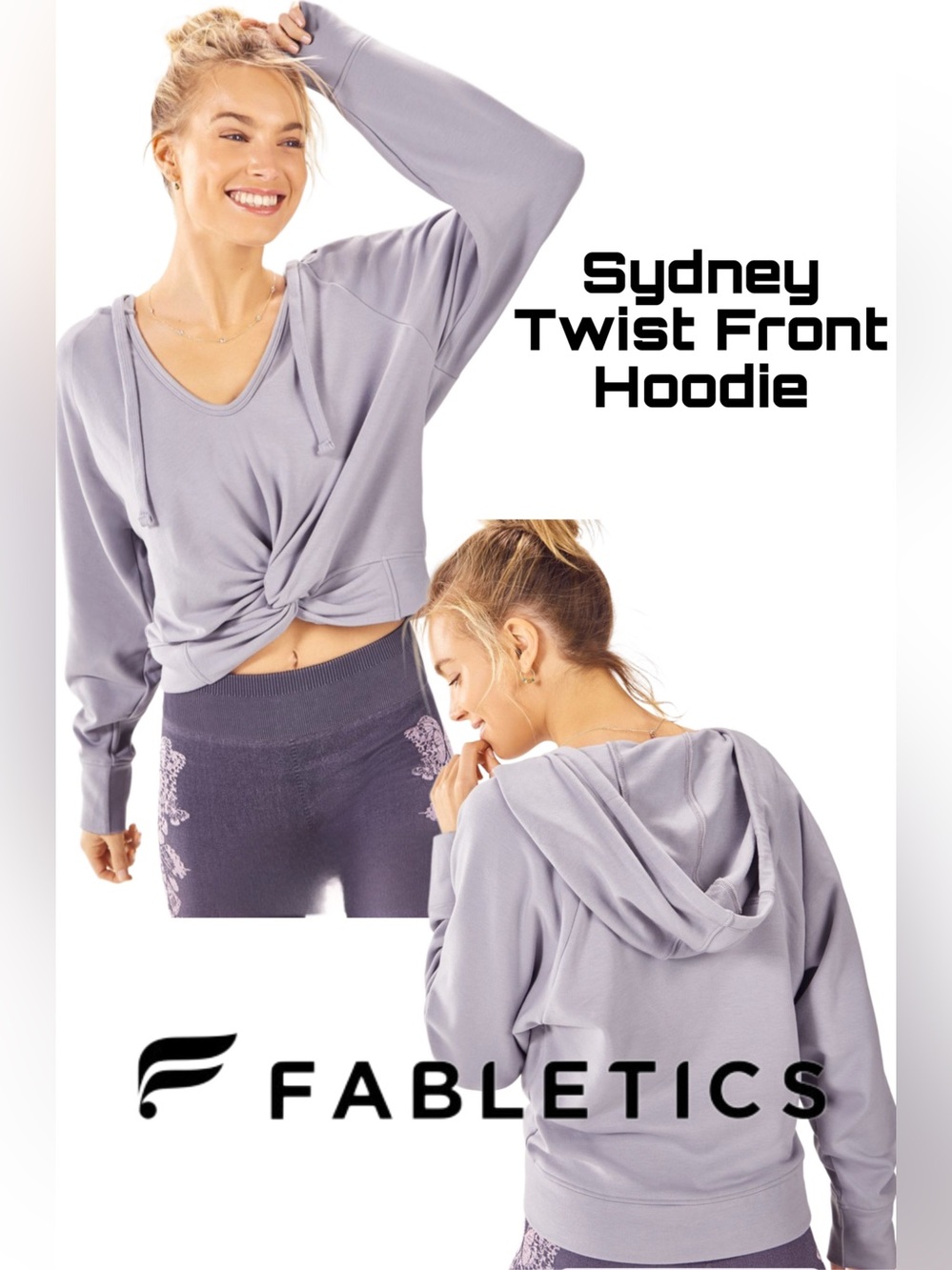 Fabletics Sydney Twist-Front Hoodie - Lavender Gray Medium